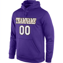 Load image into Gallery viewer, Custom Stitched Purple White-Old Gold Sports Pullover Sweatshirt Hoodie