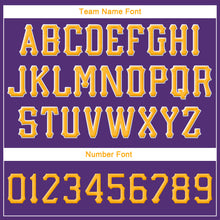 Load image into Gallery viewer, Custom Purple Gold-White Stitched Adjustable Snapback Hat