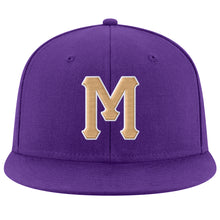 Load image into Gallery viewer, Custom Purple Old Gold-White Stitched Adjustable Snapback Hat
