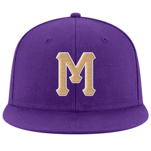 Загрузить изображение в средство просмотра галереи, Custom Purple Old Gold-White Stitched Adjustable Snapback Hat