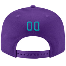 Load image into Gallery viewer, Custom Purple Aqua-White Stitched Adjustable Snapback Hat
