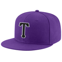 Load image into Gallery viewer, Custom Purple Black-White Stitched Adjustable Snapback Hat