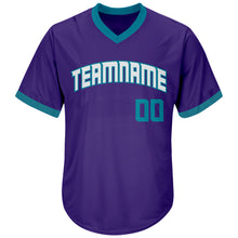 Загрузить изображение в средство просмотра галереи, Custom Purple Teal-White Authentic Throwback Rib-Knit Baseball Jersey Shirt