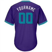 Загрузить изображение в средство просмотра галереи, Custom Purple Teal-White Authentic Throwback Rib-Knit Baseball Jersey Shirt