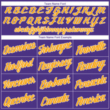 Загрузить изображение в средство просмотра галереи, Custom Purple White-Gold Authentic Throwback Rib-Knit Baseball Jersey Shirt