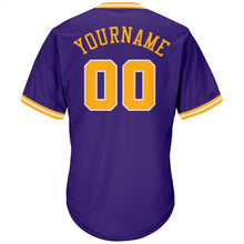 Загрузить изображение в средство просмотра галереи, Custom Purple Gold-White Authentic Throwback Rib-Knit Baseball Jersey Shirt