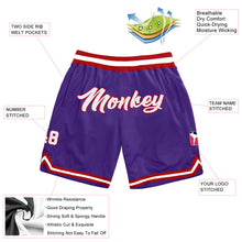 Charger l'image dans la galerie, Custom Purple White-Red Authentic Throwback Basketball Shorts
