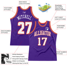 Load image into Gallery viewer, Custom Purple White-Orange Authentic Throwback Basketball Jersey