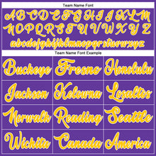 Load image into Gallery viewer, Custom Purple White-Gold Authentic Throwback Basketball Jersey