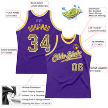 Laden Sie das Bild in den Galerie-Viewer, Custom Purple Camo-Gold Authentic Throwback Basketball Jersey
