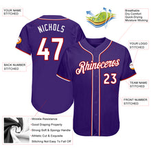 Load image into Gallery viewer, Custom Purple White-Red Authentic Baseball Jersey