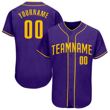 Load image into Gallery viewer, Custom Purple Gold Authentic Baseball Jersey