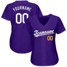 Загрузить изображение в средство просмотра галереи, Custom Purple White-Gold Authentic Baseball Jersey