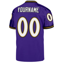 Загрузить изображение в средство просмотра галереи, Custom Purple White-Old Gold Mesh Authentic Throwback Football Jersey