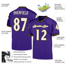 Загрузить изображение в средство просмотра галереи, Custom Purple White-Old Gold Mesh Authentic Throwback Football Jersey