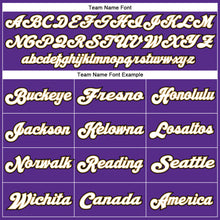 Загрузить изображение в средство просмотра галереи, Custom Purple White-Old Gold Mesh Authentic Throwback Football Jersey