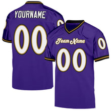 Загрузить изображение в средство просмотра галереи, Custom Purple White-Old Gold Mesh Authentic Throwback Football Jersey