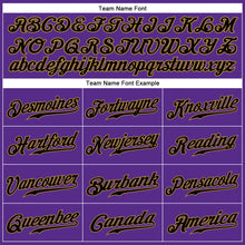 Load image into Gallery viewer, Custom Purple Black Pinstripe Black-Old Gold Authentic Baseball Jersey