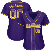 Load image into Gallery viewer, Custom Purple Gold-White Authentic Drift Fashion Baseball Jersey