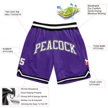 Load image into Gallery viewer, Custom Purple White-Black Authentic Throwback Basketball Shorts