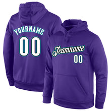 Load image into Gallery viewer, Custom Stitched Purple White-Aqua Sports Pullover Sweatshirt Hoodie