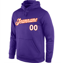 Load image into Gallery viewer, Custom Stitched Purple White-Orange Sports Pullover Sweatshirt Hoodie