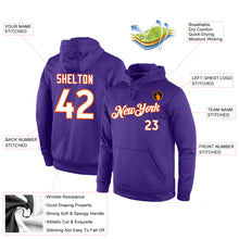 Load image into Gallery viewer, Custom Stitched Purple White-Orange Sports Pullover Sweatshirt Hoodie
