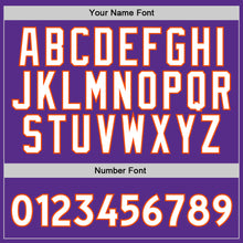 Load image into Gallery viewer, Custom Stitched Purple White-Orange Sports Pullover Sweatshirt Hoodie