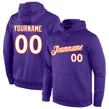 Load image into Gallery viewer, Custom Stitched Purple White-Orange Sports Pullover Sweatshirt Hoodie