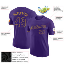 Load image into Gallery viewer, Custom Purple Purple-Old Gold Performance T-Shirt