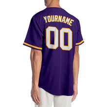 Загрузить изображение в средство просмотра галереи, Custom Purple White-Gold Authentic Baseball Jersey