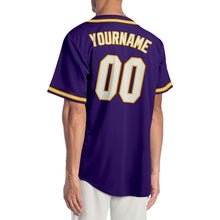 Загрузить изображение в средство просмотра галереи, Custom Purple White-Gold Authentic Baseball Jersey