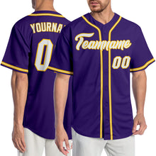 Загрузить изображение в средство просмотра галереи, Custom Purple White-Gold Authentic Baseball Jersey