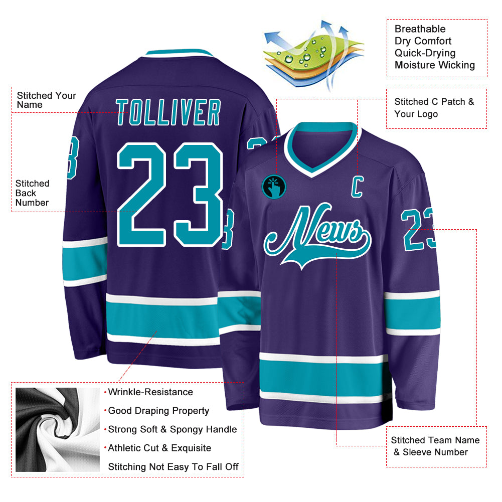 Cheap Custom Purple Teal-White Hockey Jersey Free Shipping –  CustomJerseysPro