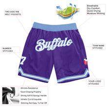Charger l'image dans la galerie, Custom Purple White-Light Blue Authentic Throwback Basketball Shorts