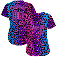 Laden Sie das Bild in den Galerie-Viewer, Custom Purple Purple-Pink 3D Pattern Design Leopard Authentic Baseball Jersey