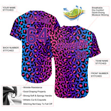 Laden Sie das Bild in den Galerie-Viewer, Custom Purple Purple-Pink 3D Pattern Design Leopard Authentic Baseball Jersey