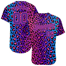 Laden Sie das Bild in den Galerie-Viewer, Custom Purple Purple-Pink 3D Pattern Design Leopard Authentic Baseball Jersey