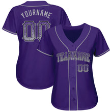 Load image into Gallery viewer, Custom Purple Gray-Black Authentic Drift Fashion Baseball Jersey