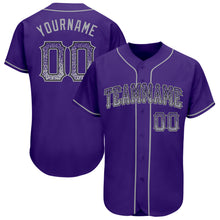 Load image into Gallery viewer, Custom Purple Gray-Black Authentic Drift Fashion Baseball Jersey