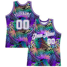 Загрузить изображение в средство просмотра галереи, Custom Purple White-Purple 3D Pattern Tropical Hawaii Plants Authentic Basketball Jersey