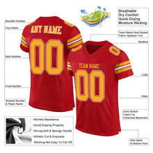 Загрузить изображение в средство просмотра галереи, Custom Red Gold-White Mesh Authentic Football Jersey