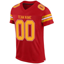Загрузить изображение в средство просмотра галереи, Custom Red Gold-White Mesh Authentic Football Jersey