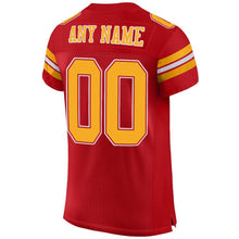 Load image into Gallery viewer, Custom Red Gold-White Mesh Authentic Football Jersey
