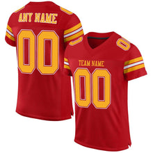 Загрузить изображение в средство просмотра галереи, Custom Red Gold-White Mesh Authentic Football Jersey