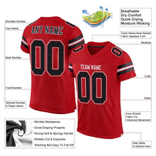 Загрузить изображение в средство просмотра галереи, Custom Red Black-White Mesh Authentic Football Jersey