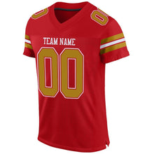 Загрузить изображение в средство просмотра галереи, Custom Red Old Gold-White Mesh Authentic Football Jersey