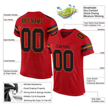 Загрузить изображение в средство просмотра галереи, Custom Red Black-Old Gold Mesh Authentic Football Jersey