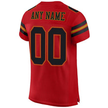 Загрузить изображение в средство просмотра галереи, Custom Red Black-Old Gold Mesh Authentic Football Jersey
