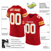 Загрузить изображение в средство просмотра галереи, Custom Red White-Gold Mesh Authentic Football Jersey